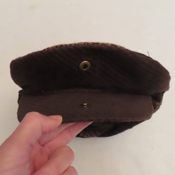 Patchwork Newsboy Drivers Retro Cap in Brown and Black Large Classic 100% Wool - Picture 7 of 11